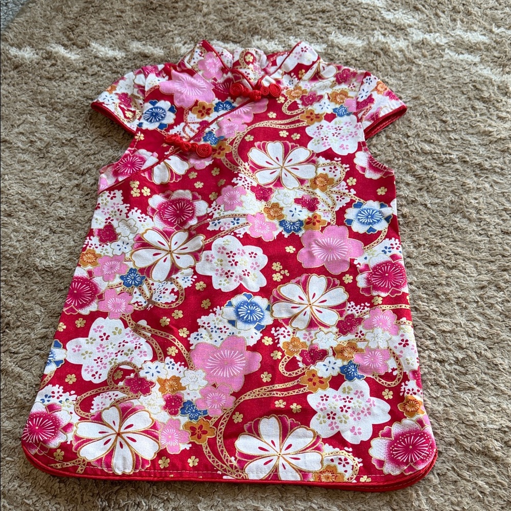 New! Floral Red Cheongsam Dress for Baby